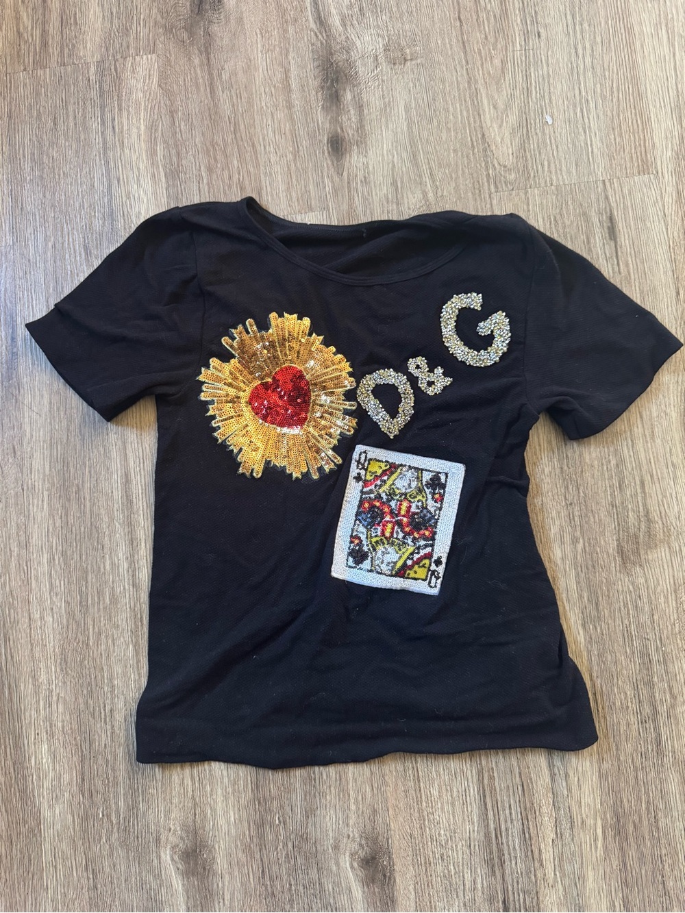 Black Short Sleeve Sequin Kids Tee